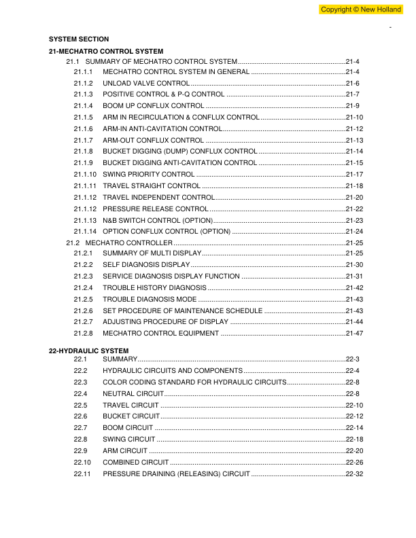 New Holland E265B Excavator Service Manual - Image 9