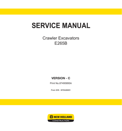 New Holland E265B Excavator Service Manual - Image 2