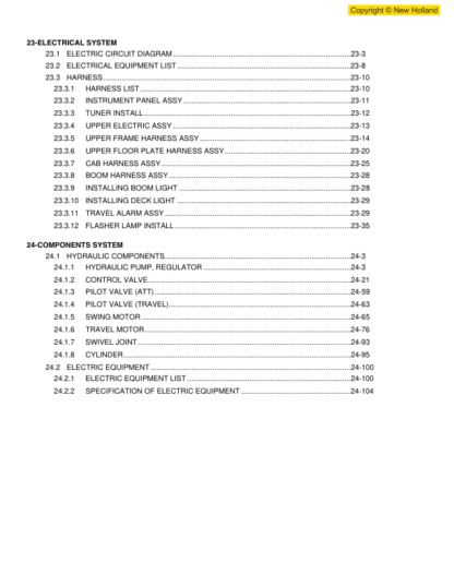 New Holland E265B Excavator Service Manual - Image 10