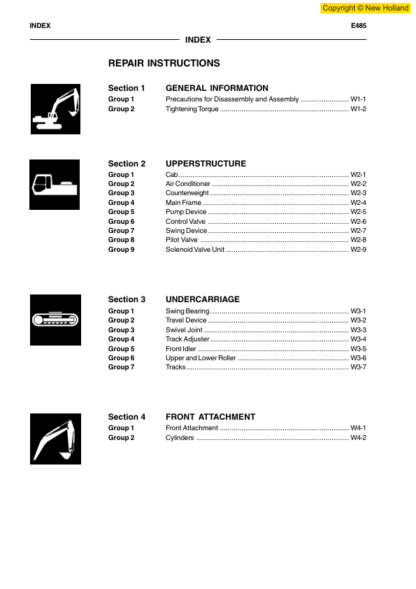 New Holland E485 Excavator Workshop Manual - Image 4