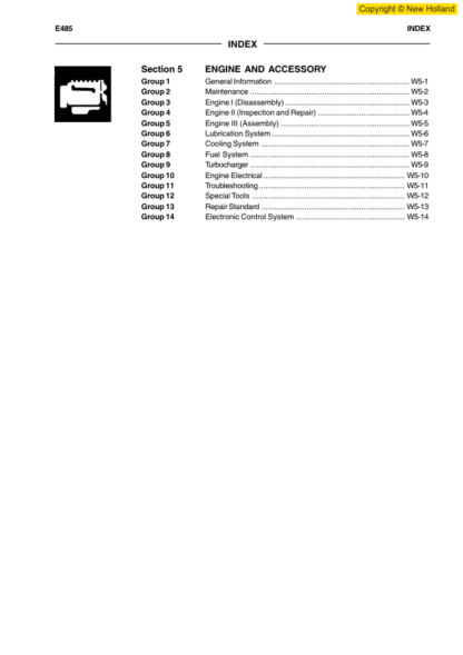 New Holland E485 Excavator Workshop Manual - Image 5