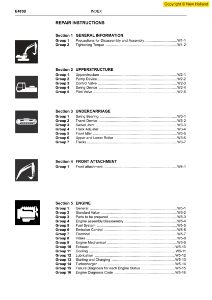 New Holland E485B Excavator Service Manual - Image 5