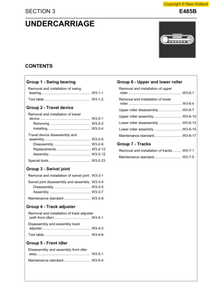 New Holland E485B Excavator Service Manual - Image 9