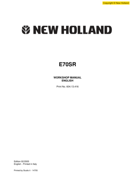 New Holland E70SR Excavator Workshop Manual - Image 2