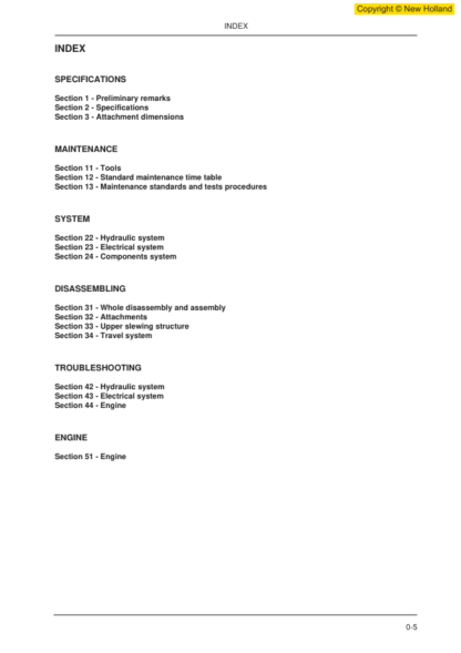 New Holland E9SR Excavator Workshop Manual - Image 3