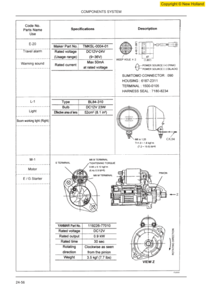 New Holland E9SR Excavator Workshop Manual - Image 8