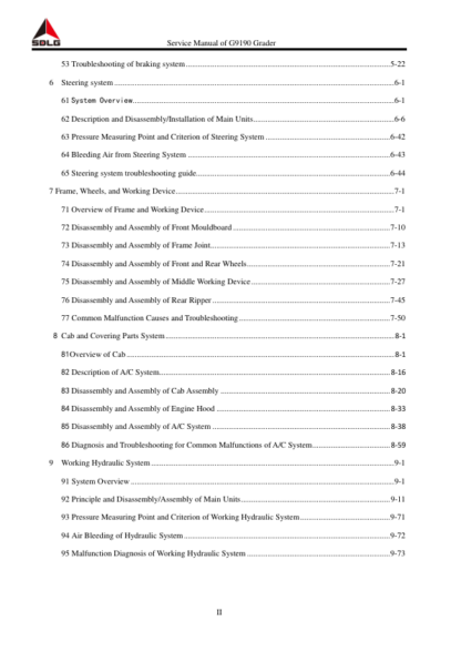 SDLG G9190 Grader Service Manual - Image 4