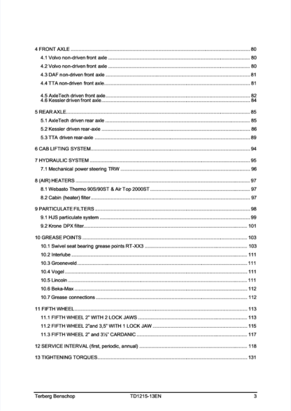 Terberg YT DT TT RT BC RR Trucks Maintenance Manual - Image 4