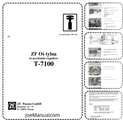DEUTZ ZF Oś tylna T-7100 Instrukcja Napraw