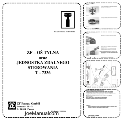 DEUTZ ZF Oś tylna T-7336 Instrukcja Napraw