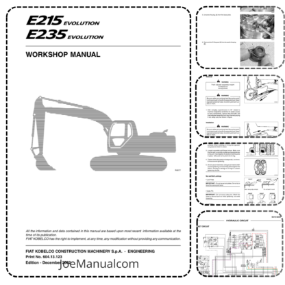 KOBELCO E215 E235 Excavator Workshop Manual