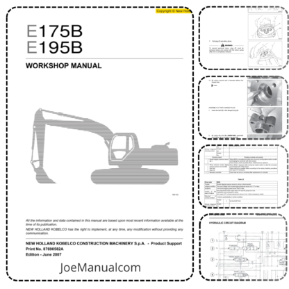 New Holland E175B E195B Excavator Service Manual