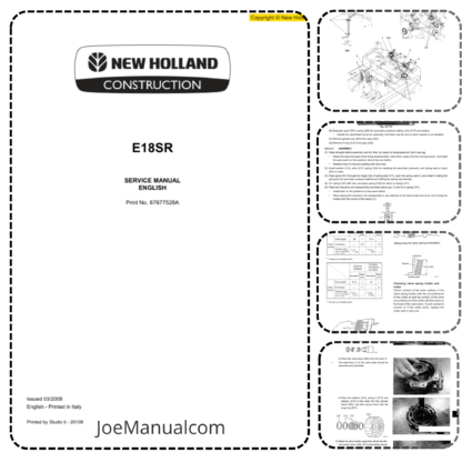 New Holland E18SR Excavator Service Manual