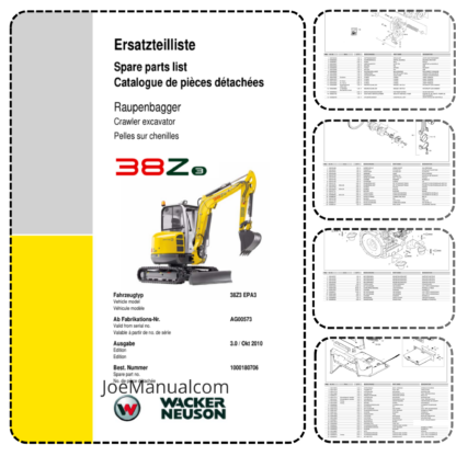 Wacker Neuson 38Z3 Excavator Parts Catalog