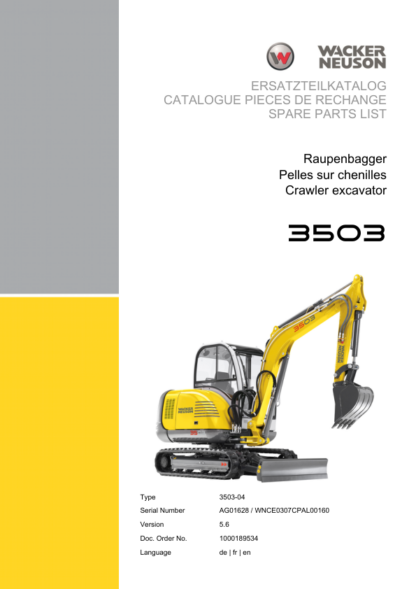 Wacker Neuson 3503 Excavator Parts Catalog - Image 2