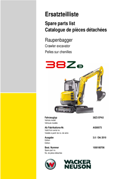 Wacker Neuson 38Z3 Excavator Parts Catalog - Image 3