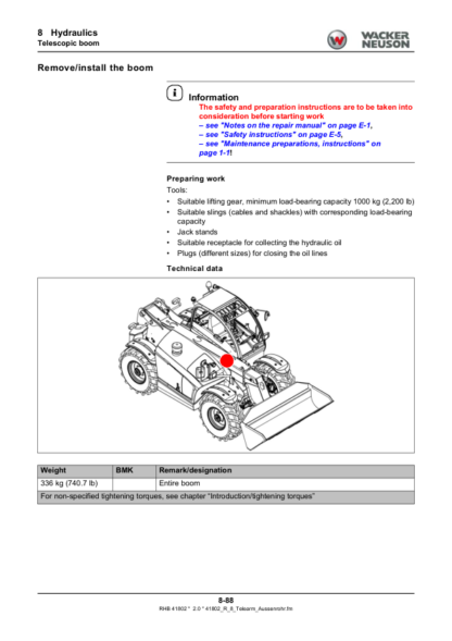 Wacker Neuson TH627 Telehandler Repair Manual - Image 10