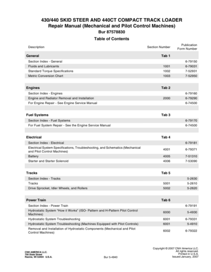 CASE 430 440 CT Skidsteer Repair Service Manual - Image 3