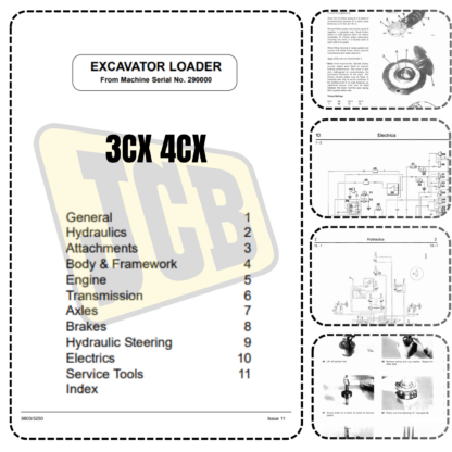 JCB 3CX 4CX Backhoe Service Manual SN 290000-400000