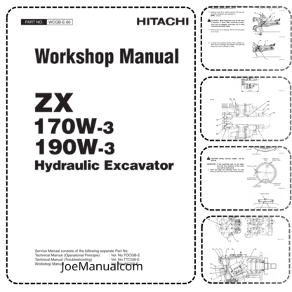 HITACHI ZX170W-3 190W-3 Excavator Workshop Manual