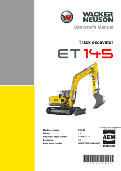 Wacker Neuson ET145 Excavator Operators Manual - Image 2