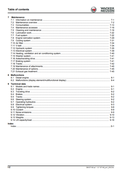 Wacker Neuson ET145 Excavator Operators Manual - Image 4