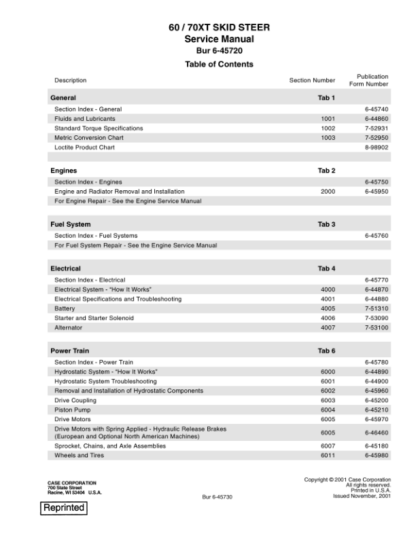 CASE 60XT 70XT Skid Steer Service Manual - Image 2