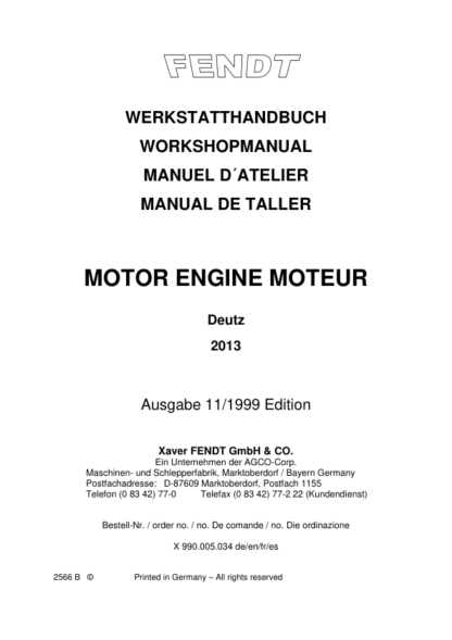 FENDT Deutz BFM2013 Engine Service Manual - Image 2