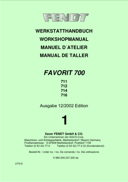 FENDT Favorit Vario 711 712 714 716 Workshop Manual - Image 2