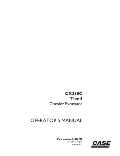 CASE CX350C Excavator Operator's Manual - Image 2