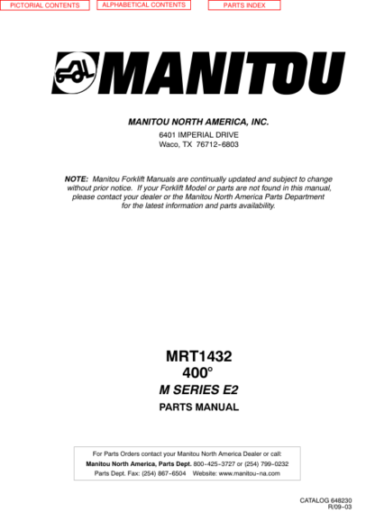 Manitou MRT1432 Parts Manual - Image 2