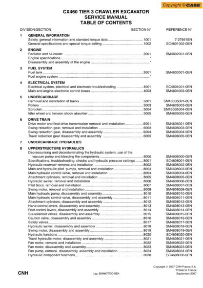 CASE CX460 Excavator Service Manual - Image 2