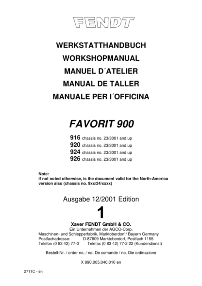 FENDT 916, 920, 924, 926 Favorit Workshop Manual - Image 2