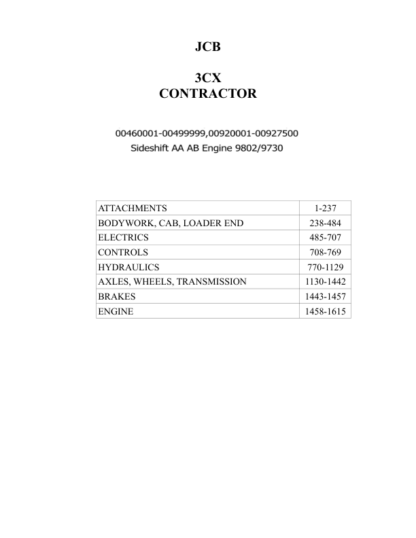 JCB 3CX 4CX Parts Catalog 00460001-00499999 - Image 2