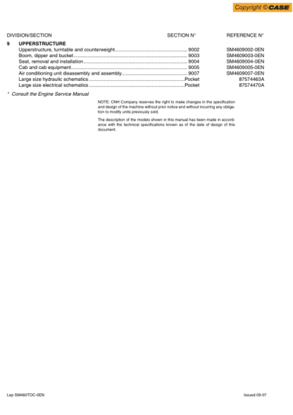 CASE CX460 Excavator Service Manual - Image 3