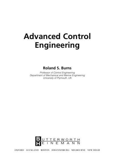 Advanced Control Engineering - Roland Burns