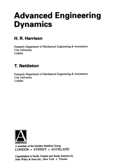 Advanced Engineering Dynamics - Harrison & Nettleton