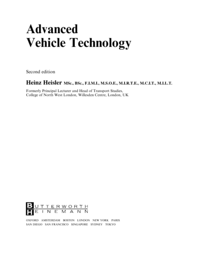 Advanced Vehicle Technology - Heinz Heisler