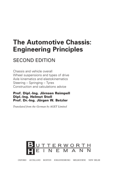 Automotive Chassis Engineering Principles - Jornsen Reimpell