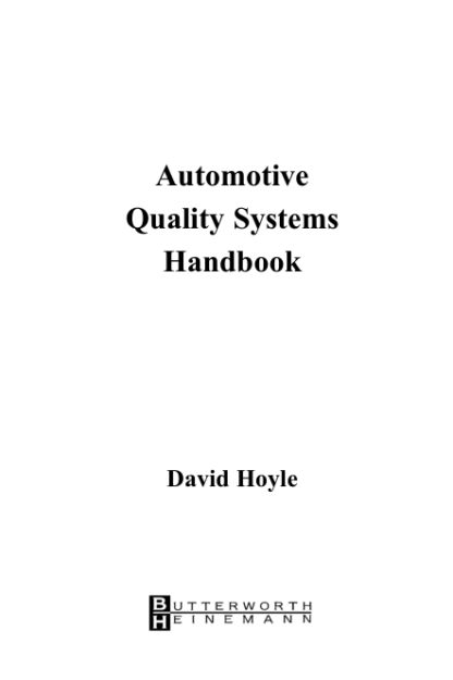 Automotive Quality Systems Handbook - David Hoyle