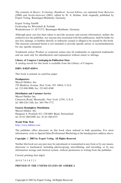 Battery Technology Handbook - H. Kiehne - Image 2