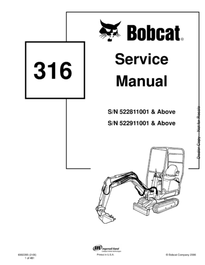 Bobcat 316 Excavator Service Manual - Image 2