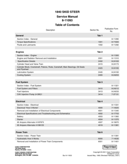 CASE 1840 Skidsteer Service Manual - Image 4