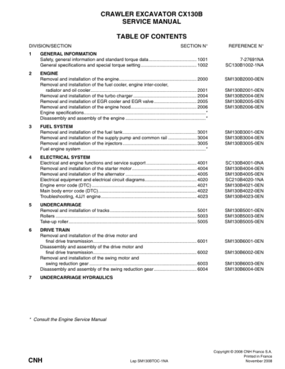 CASE CX130B Tier 3 Crawler Excavator Service Manual - Image 3