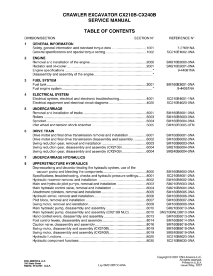 CASE CX210B-CX240B Crawler Excavator Service Manual - Image 3