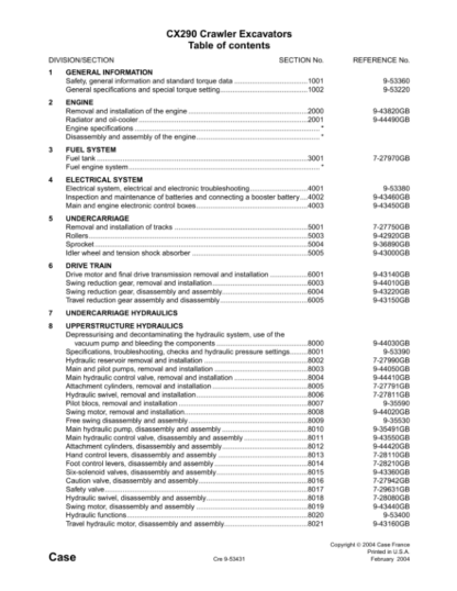 CASE CX290 Excavator Service Manual - Image 2