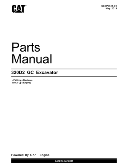 CAT 320D2 GC Excavator Parts Manual - Image 2