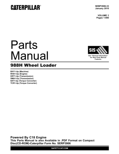 CAT 988H Wheel Loader Parts Manual - Image 2