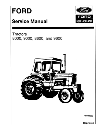 FORD 8000 9000 8600 9600 Tractor Service Manual - Image 2