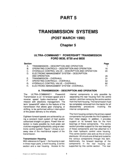 FORD Ultra-Command Powershift 8630 8730 8830 Service Manual - Image 5